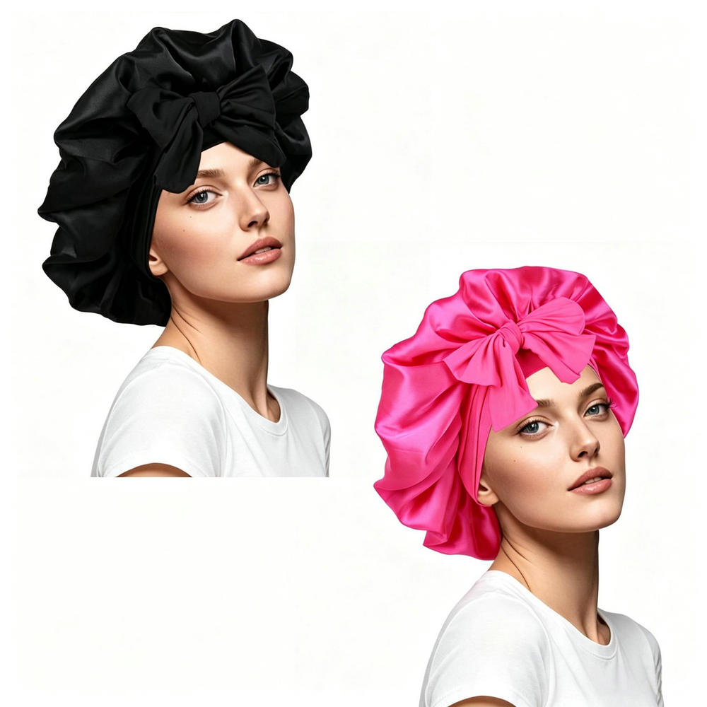 Satin Hair Bonnet - 2 Gorros de Satén para Mujer,