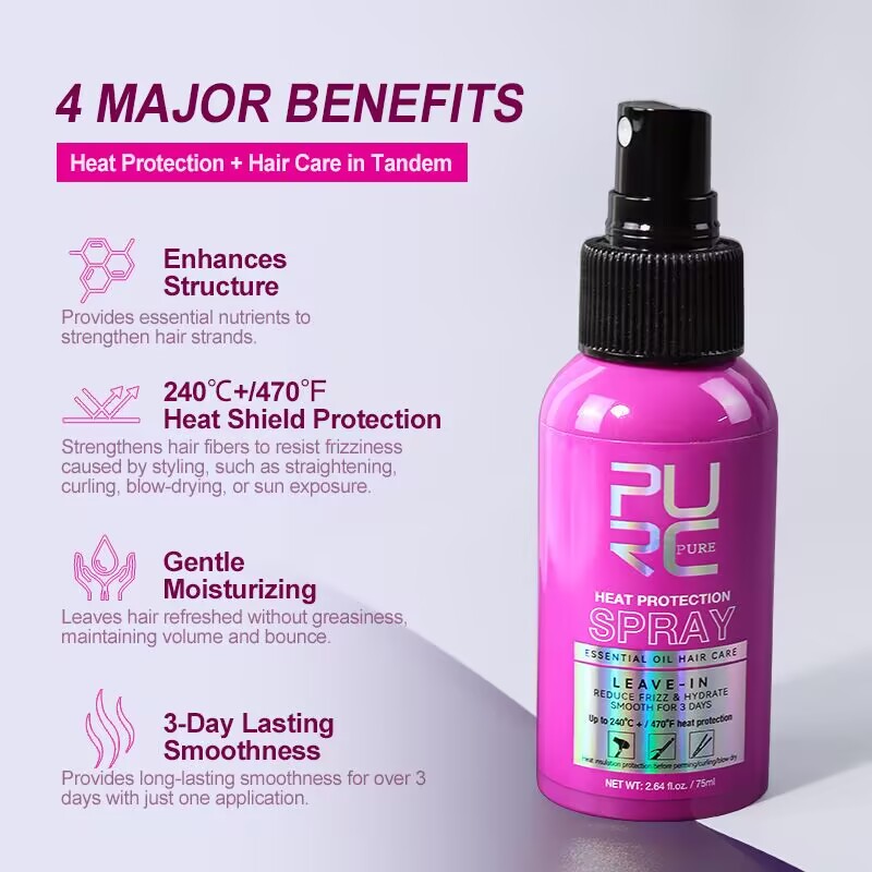 Hair Care Heat Protectant - Spray Protector de Calor PURC con