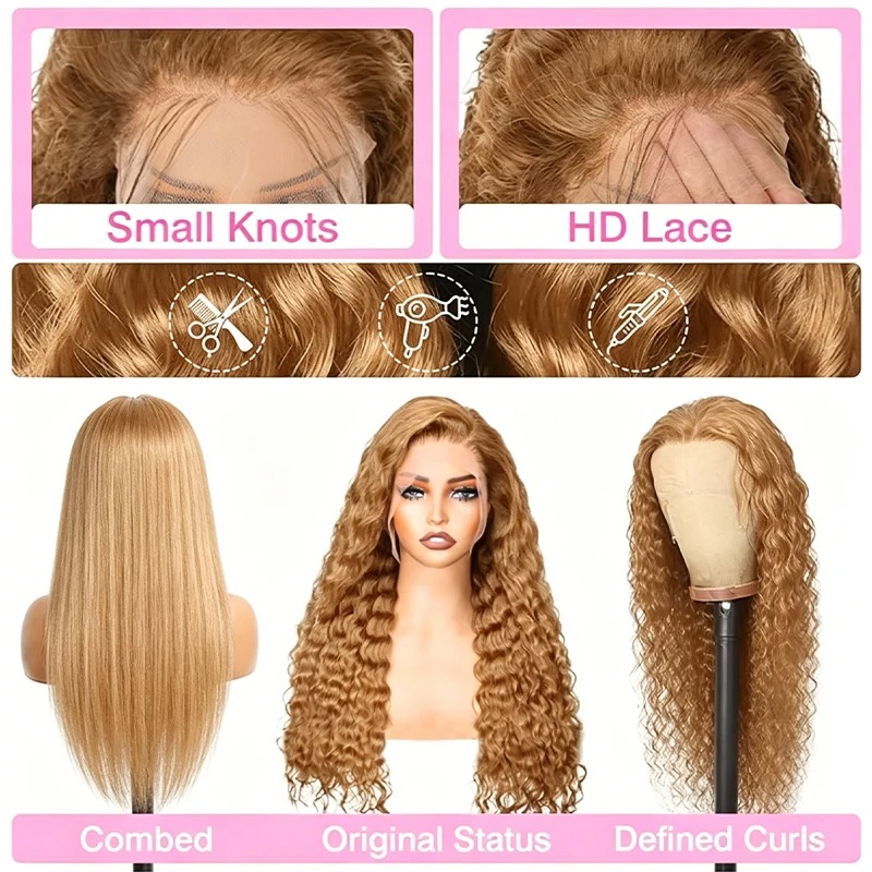34 peluca rubia miel de 38 pul - Lace Front Wig reseña y precio