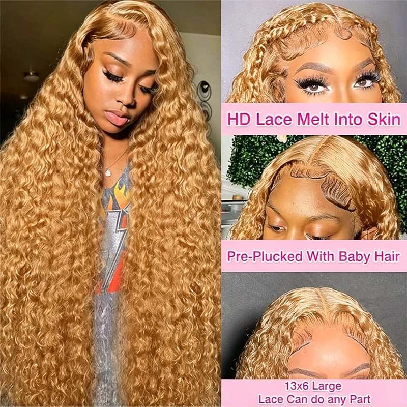 34 peluca rubia miel de 38 pul - Lace Front Wig reseña y precio